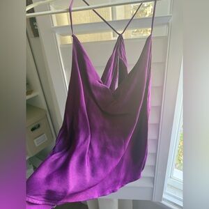 Zara Magenta Satin Drape Top